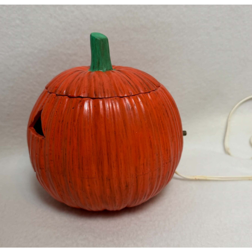 Vintage 70s Jack-O'-Lantern Ceramic Lighted Pumpkin 7" Plug In Halloween Decor - Picture 14 of 14